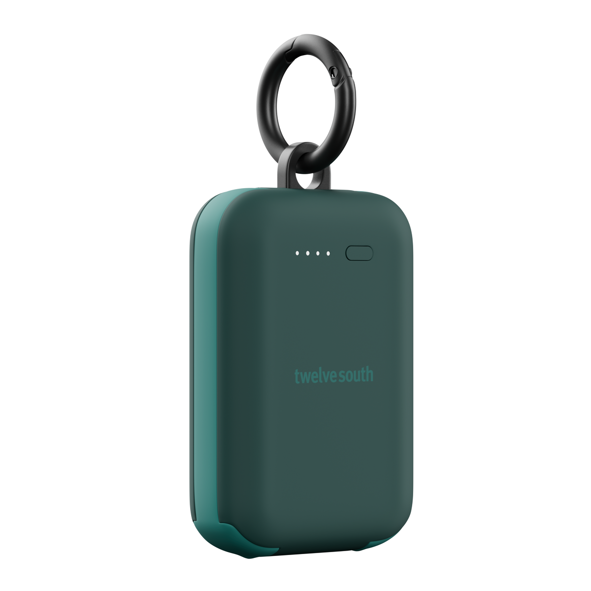 Green portable device with a ring holder on a white background
