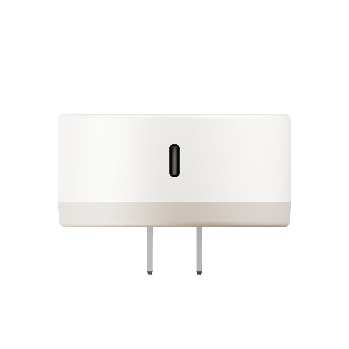 White electronic device with a USB-C port on a white background
