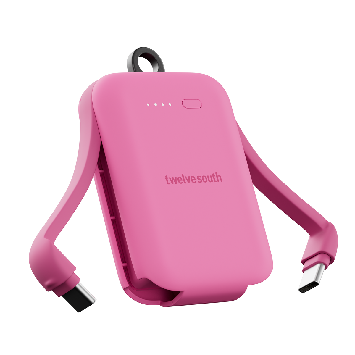 Pink external battery pack with 'twelve south' branding on a white background