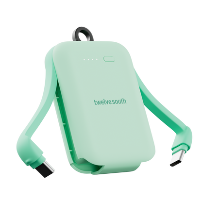 Mint green portable device with 'twelve south' branding on a white background