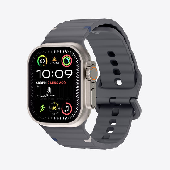 Smartwatch with a gray band on a white background